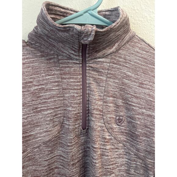 ARIAT Gridwork 1/4 Zip Baselayer Women's Long Sleeve Maroon top Size XS outdoor - Picture 4 of 12